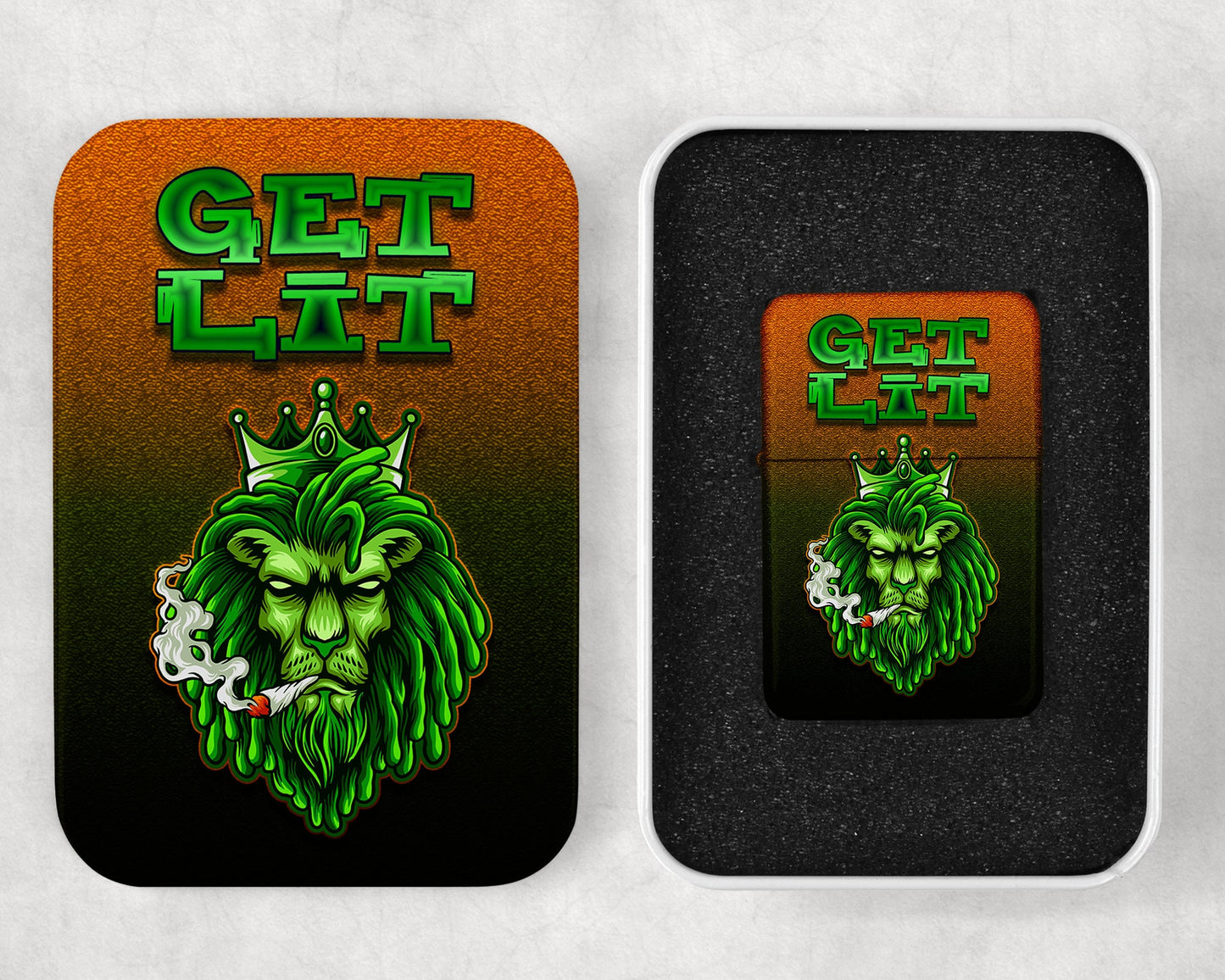 Get Lit Cannabis Art Flip Top Lighter and Matching Gift Tin - 8 Design Choices