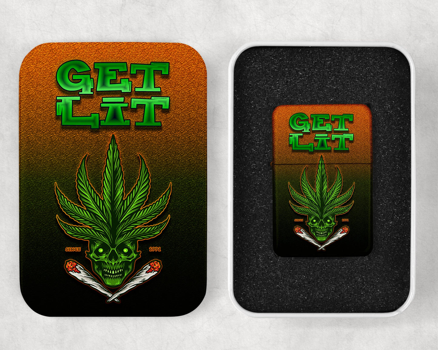 Get Lit Cannabis Art Flip Top Lighter and Matching Gift Tin - 8 Design Choices
