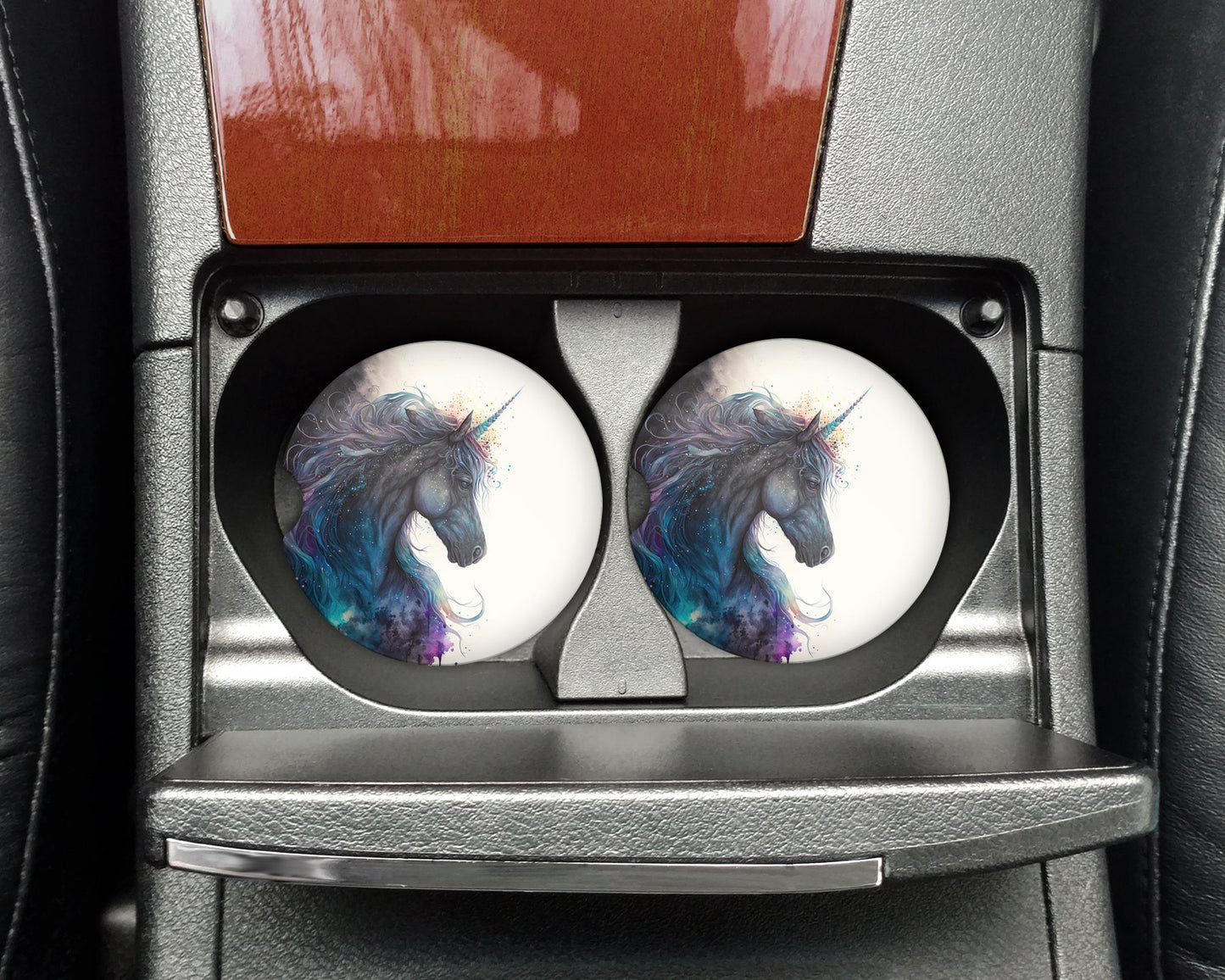 Dark Unicorn Art Car Coasters - Matching Pair - Set of 2