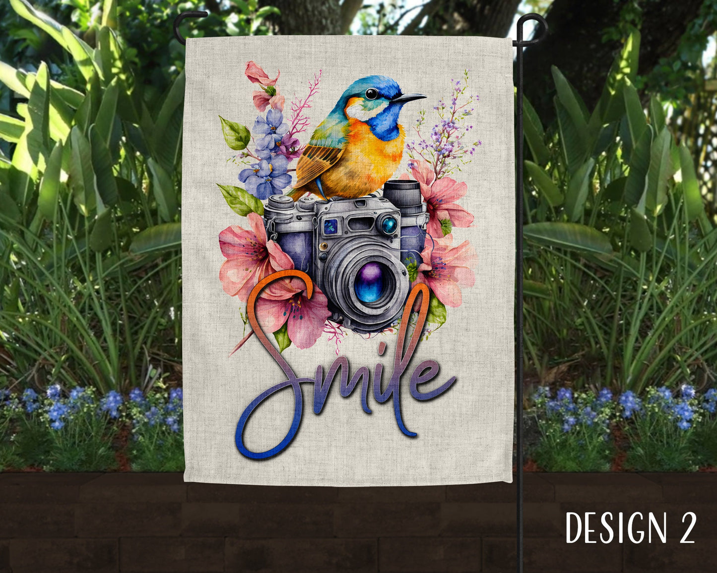 Smile Camera Photographer Art Garden Flag  - 8 Design Choices