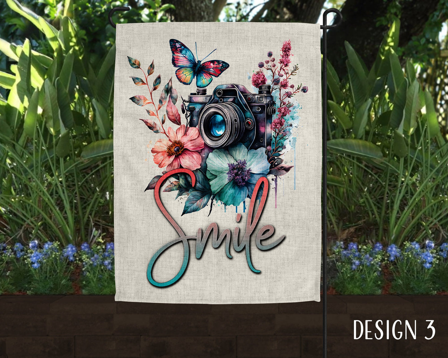 Smile Camera Photographer Art Garden Flag  - 8 Design Choices