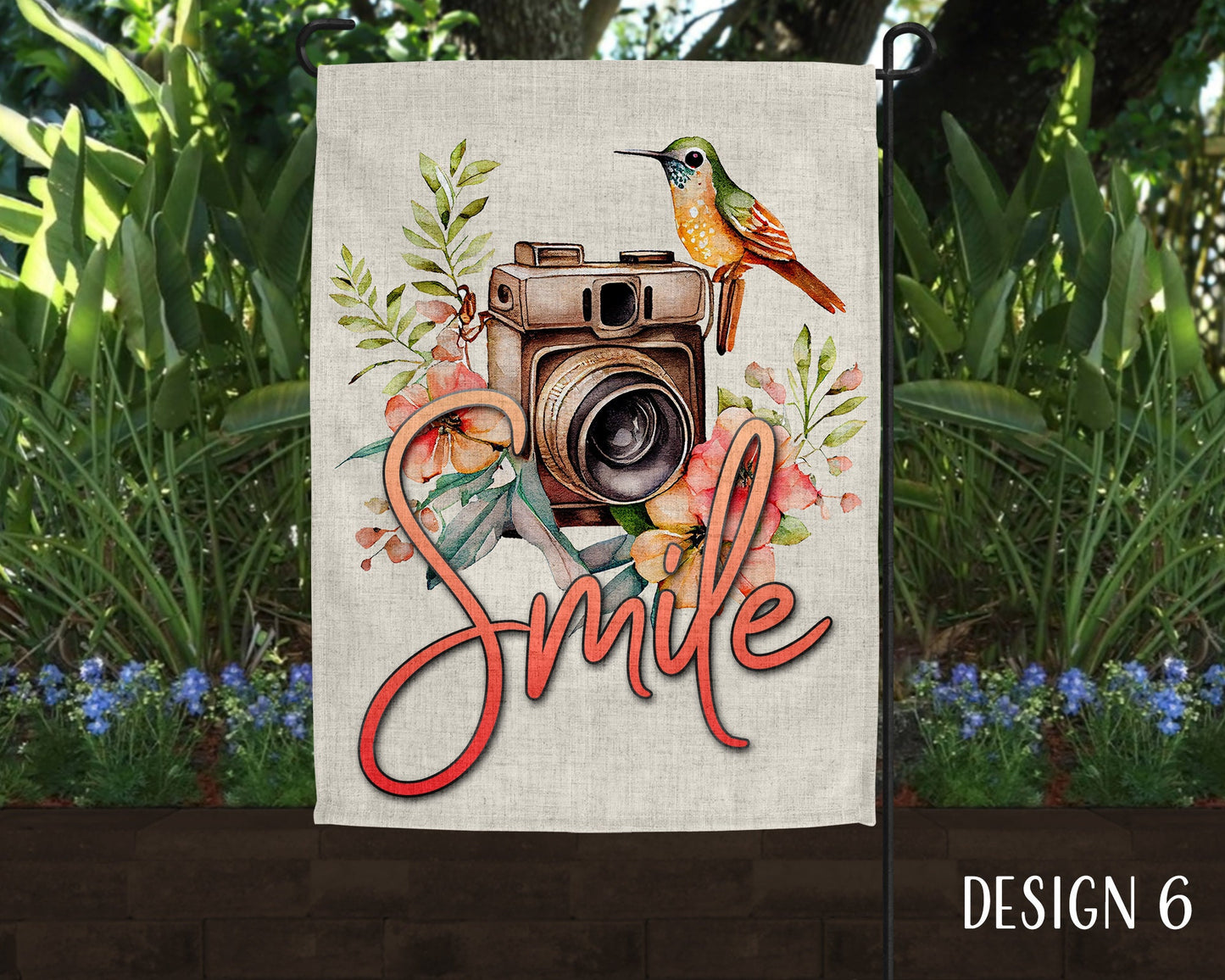 Smile Camera Photographer Art Garden Flag  - 8 Design Choices