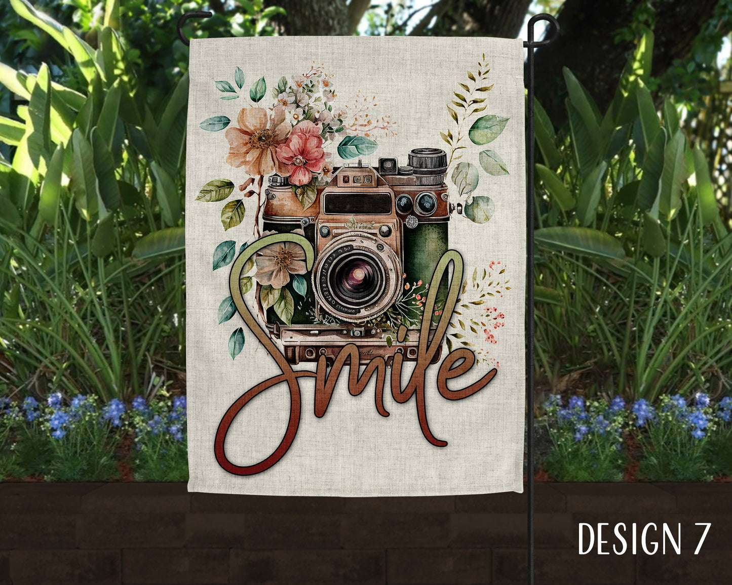 Smile Camera Photographer Art Garden Flag  - 8 Design Choices
