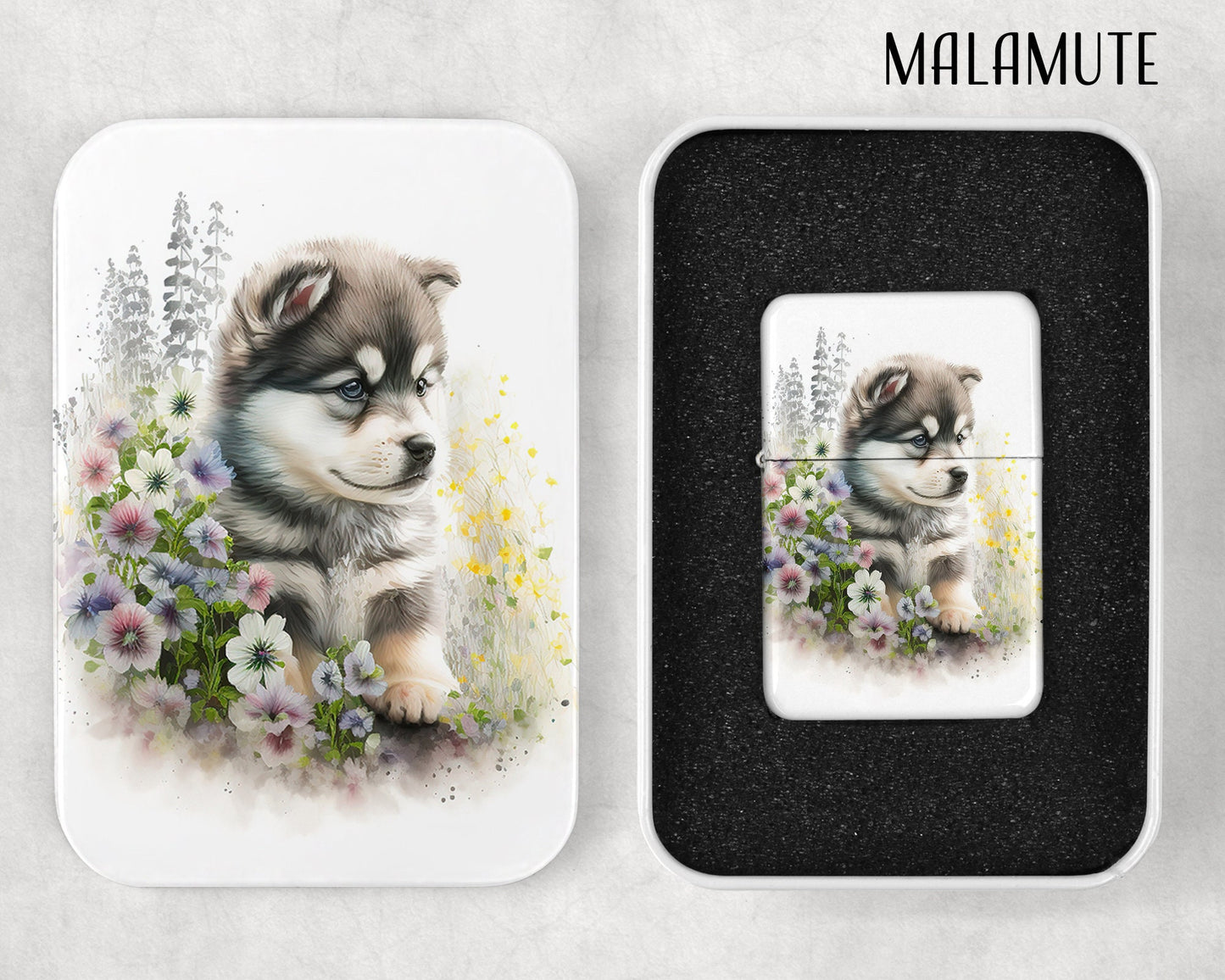 Cute Puppies Art Flip Top Lighter and Matching Gift Tin - Group 1 - 8 Design Choices