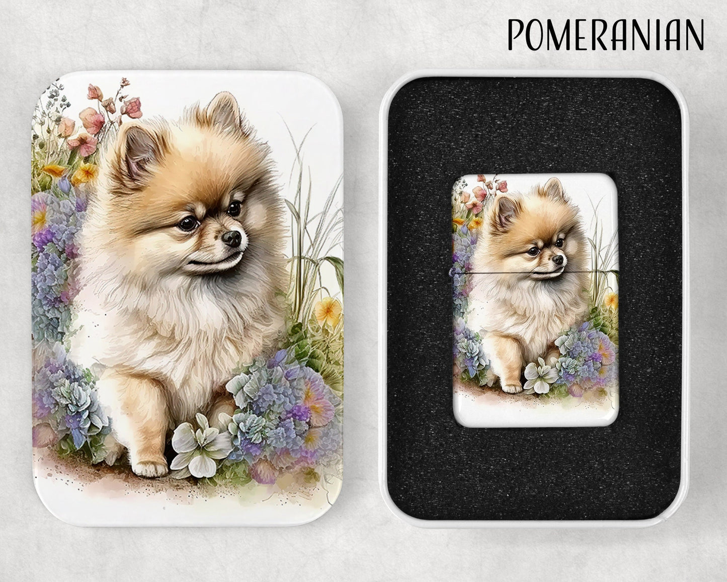 Cute Puppies Art Flip Top Lighter and Matching Gift Tin - Group 1 - 8 Design Choices