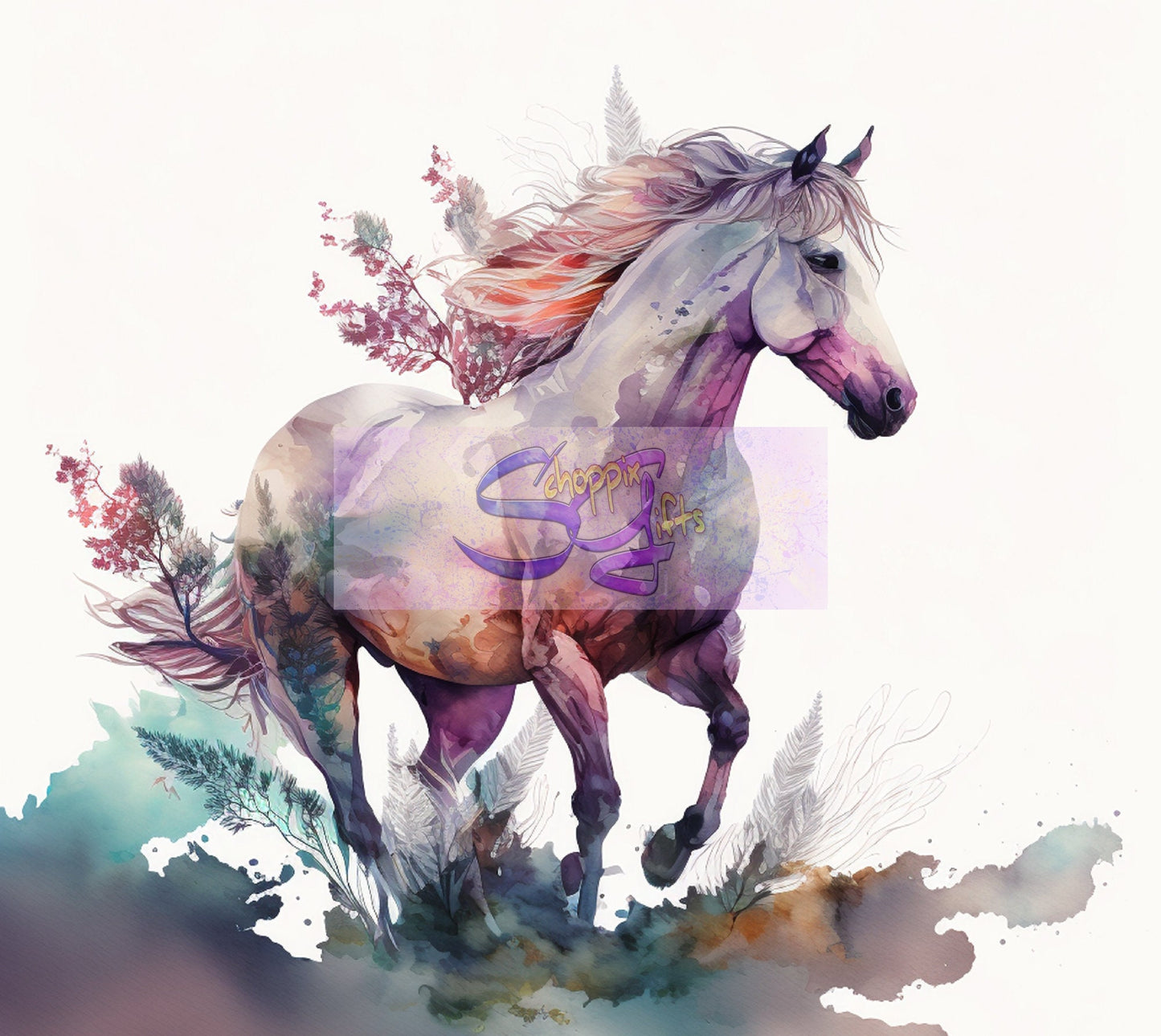 Floral Horse Art 20oz Skinny Tumbler - Stainless Steel
