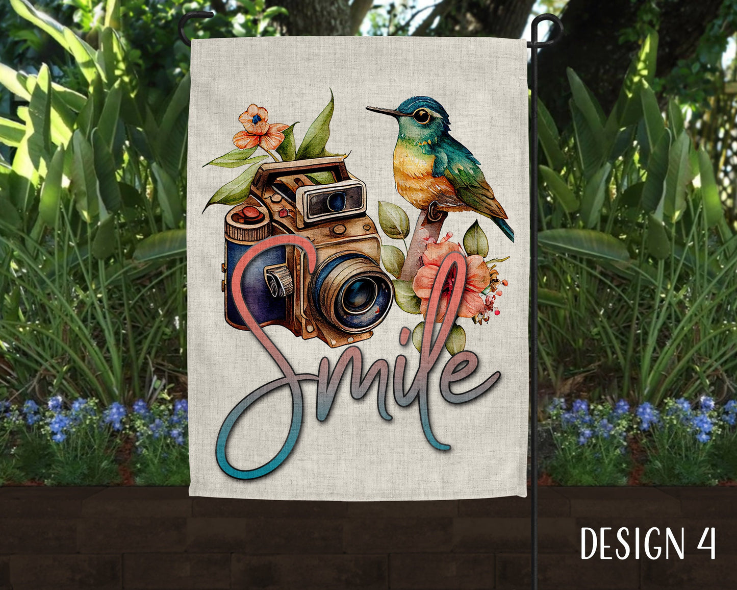 Smile Camera Photographer Art Garden Flag  - 8 Design Choices