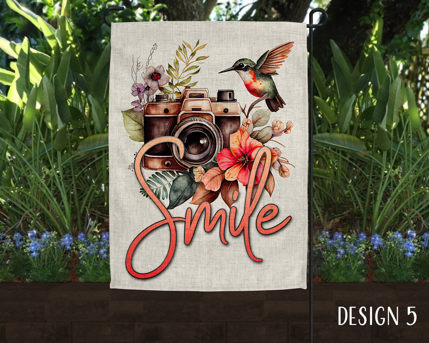 Smile Camera Photographer Art Garden Flag  - 8 Design Choices