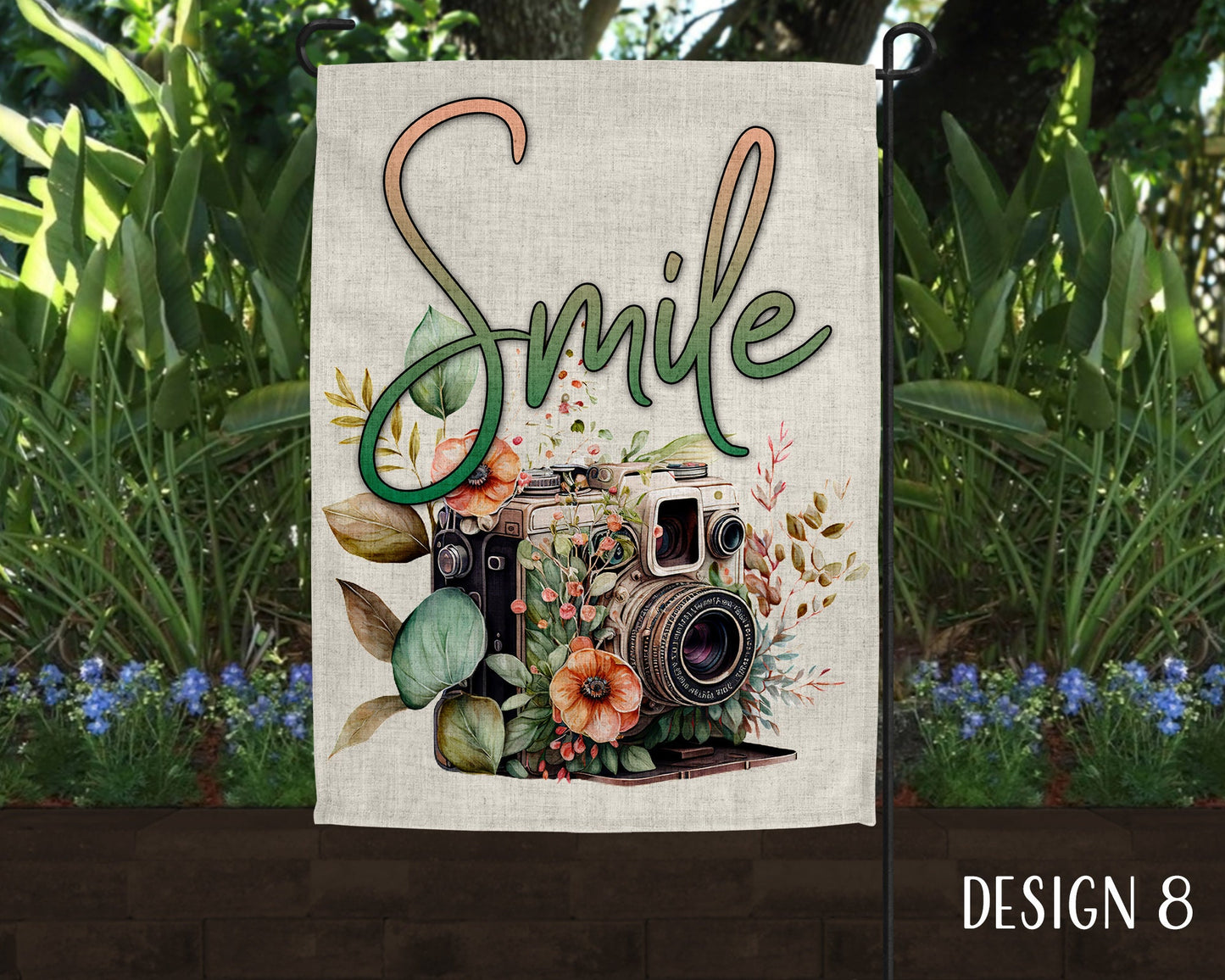 Smile Camera Photographer Art Garden Flag  - 8 Design Choices