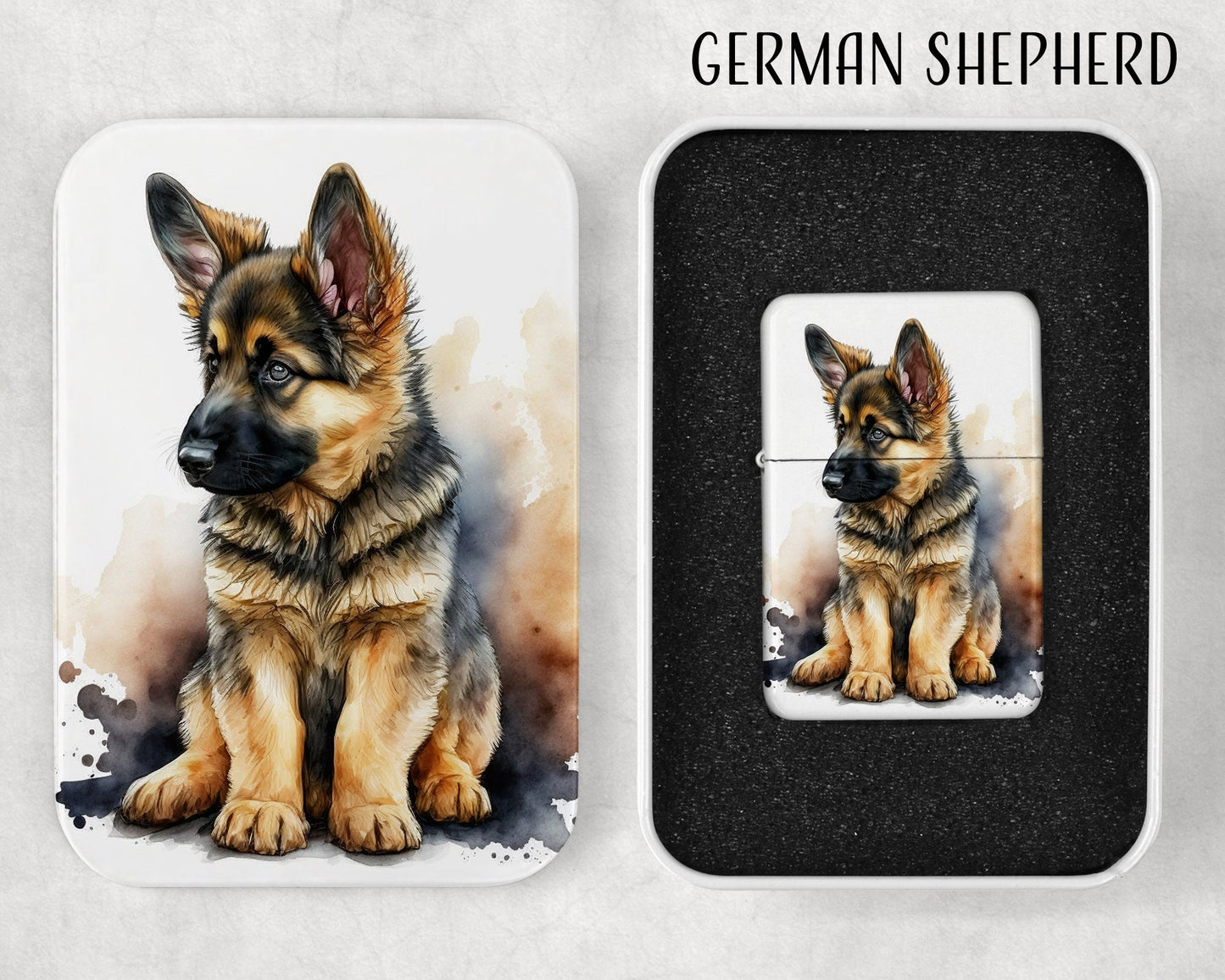 Cute Puppies Art Flip Top Lighter and Matching Gift Tin - Group 1 - 8 Design Choices