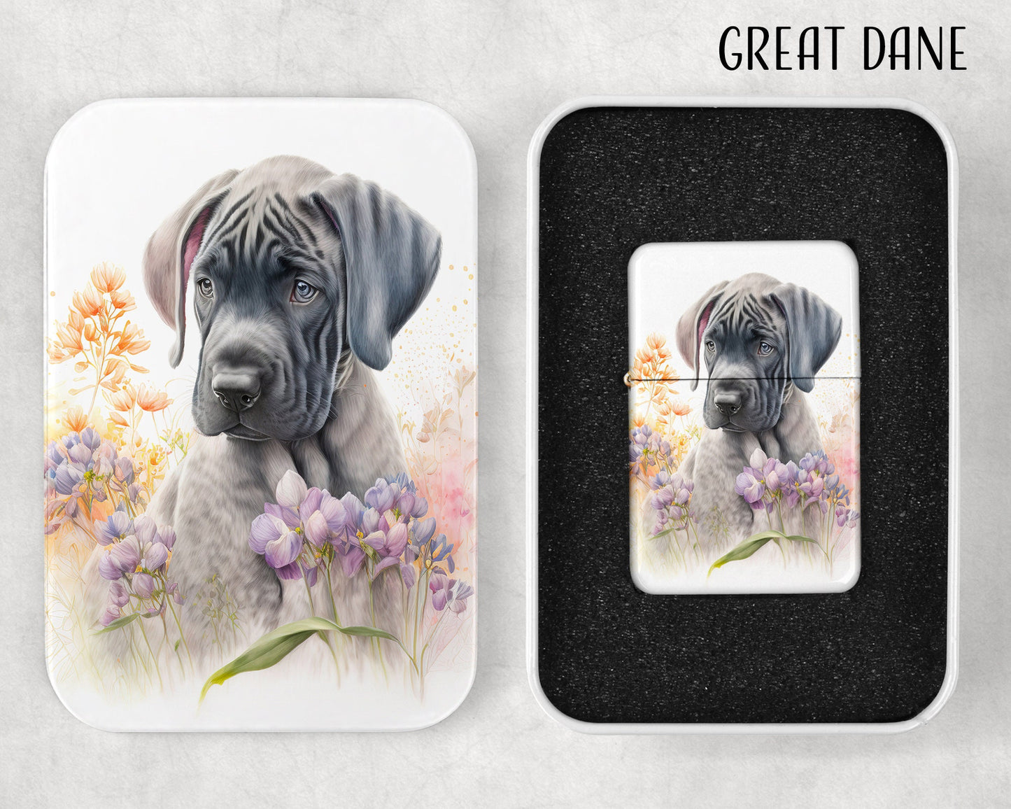 Cute Puppies Art Flip Top Lighter and Matching Gift Tin - Group 1 - 8 Design Choices
