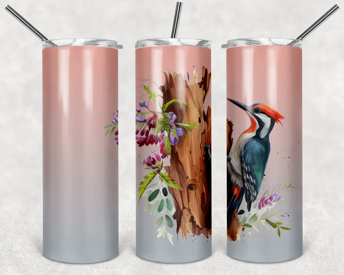 Dont be a Pecker Woodpecker Art 20oz Skinny Tumbler - Stainless Steel - With or Without Text
