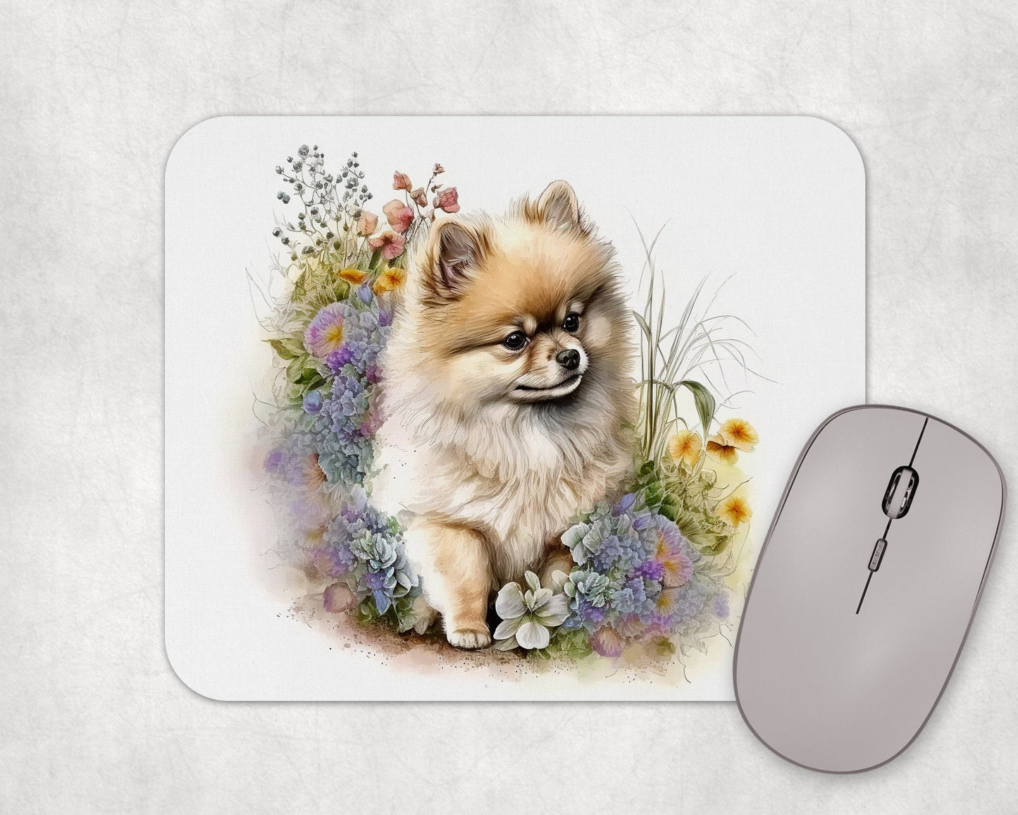 Pomeranian Puppy Art Rubber Mousepad