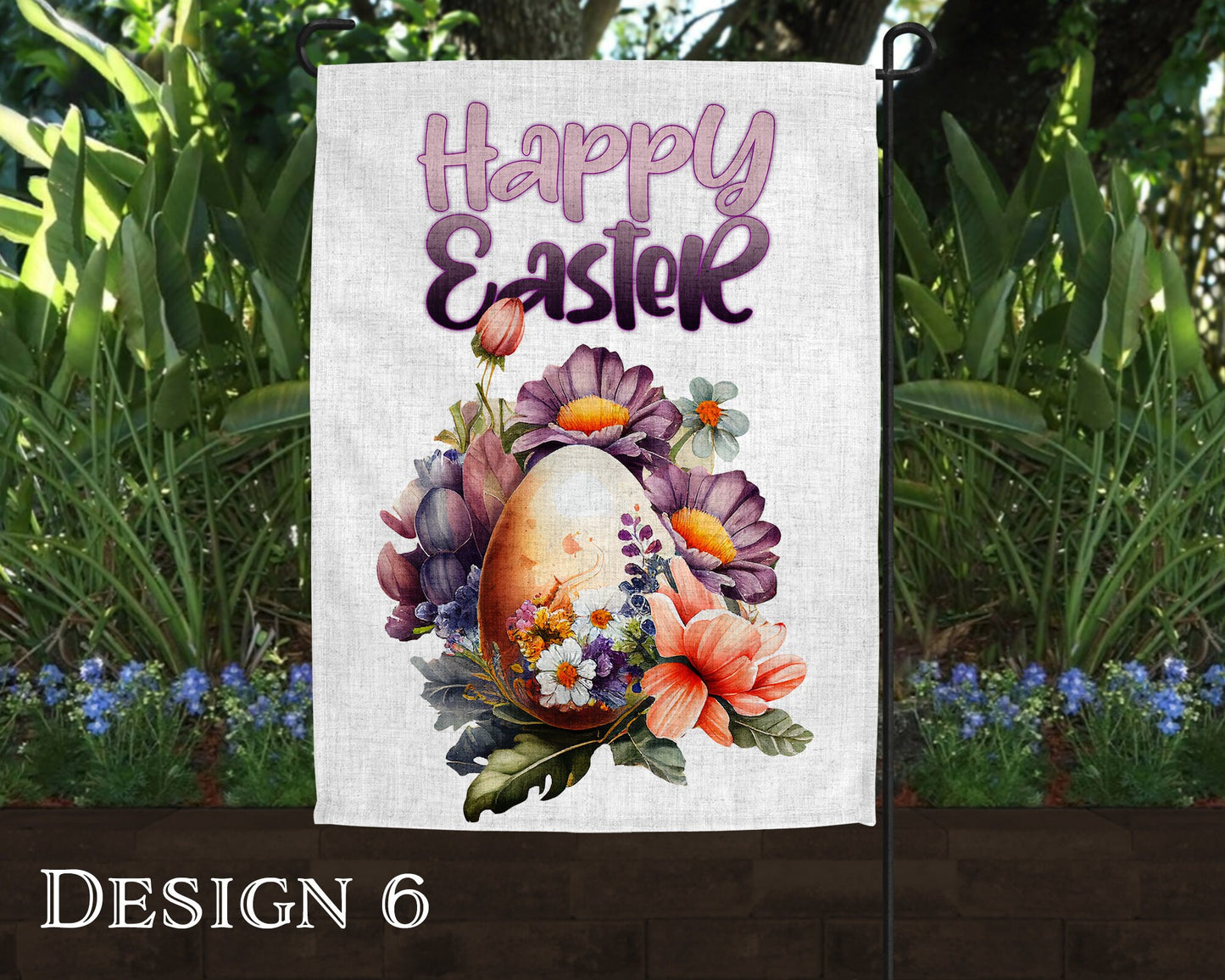 Watercolor Happy Easter Art Linen Garden Flag  - 10 Design Choices