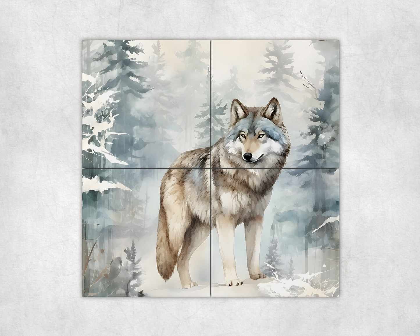 Winter Wolf Art Loose Tile Mural - 3 sizes Available.