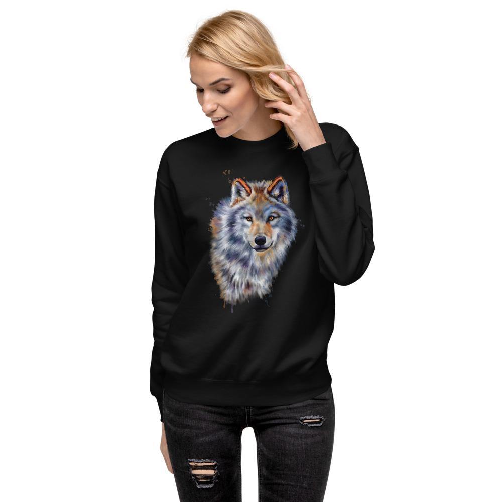 Wolf Portrait Unisex Fleece Pullover - Schoppix Gifts