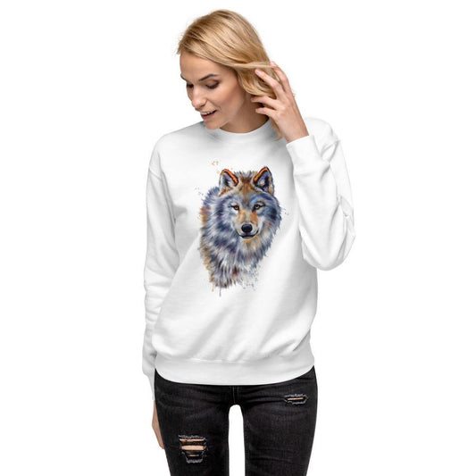 Wolf Portrait Unisex Fleece Pullover - Schoppix Gifts