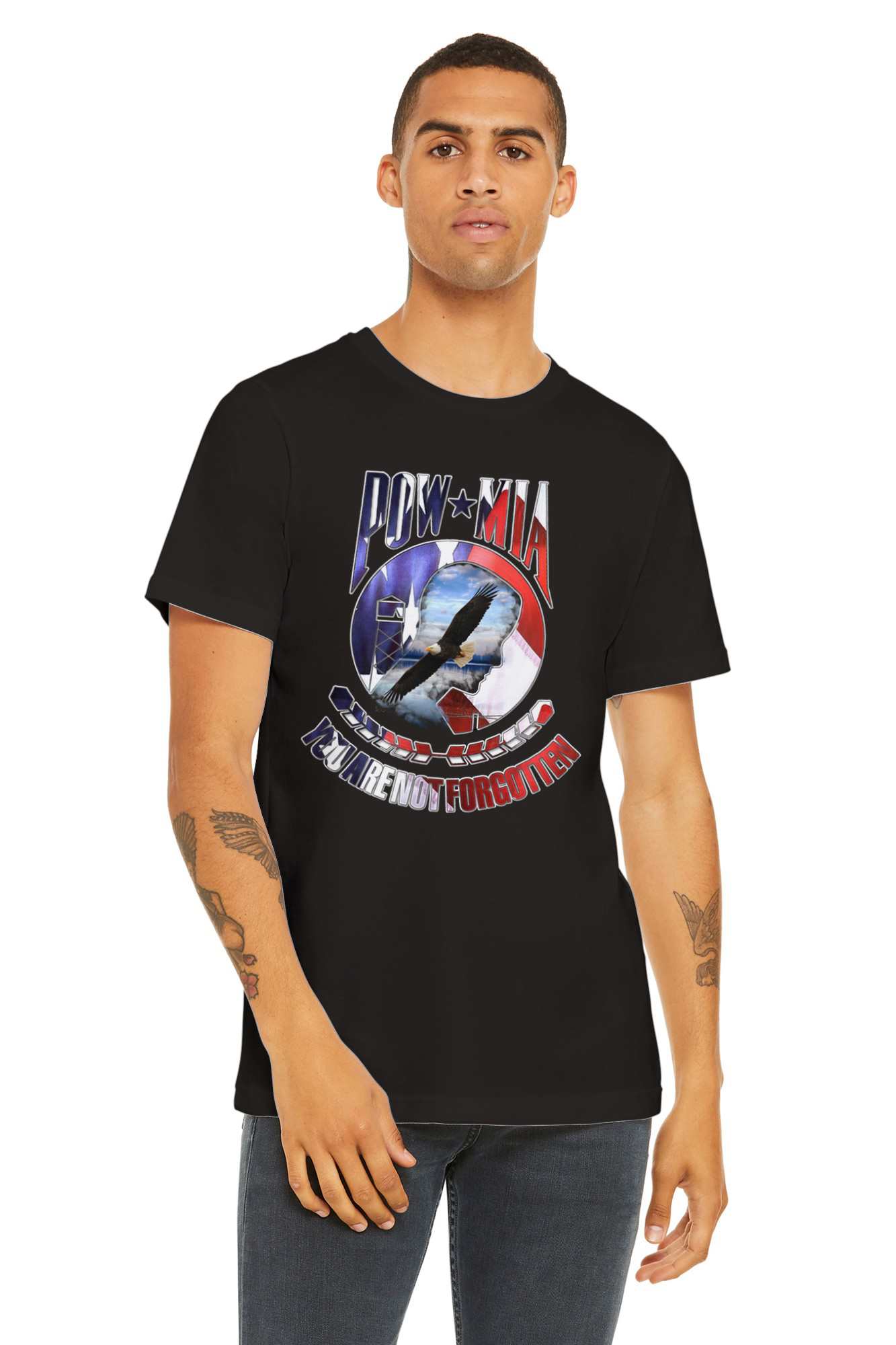POW MIA Premium Unisex Crewneck T-shirt - Schoppix Gifts