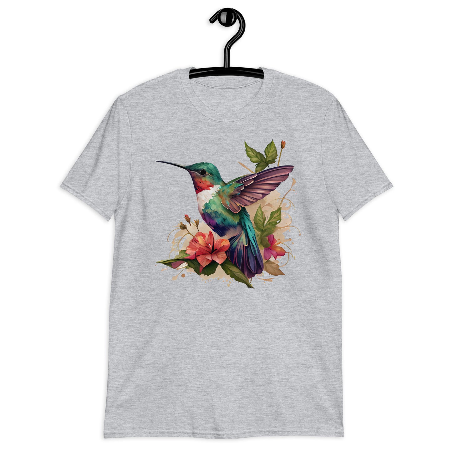 Beautiful Floral Hummingbird Art Short-Sleeve Unisex T-Shirt